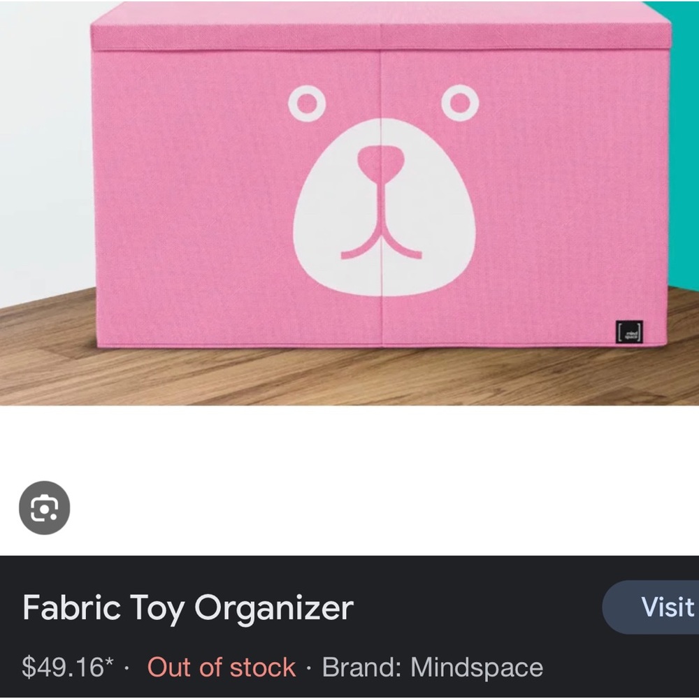 Mindspace Pink Bear Foldable Flip Top Storage Bin
